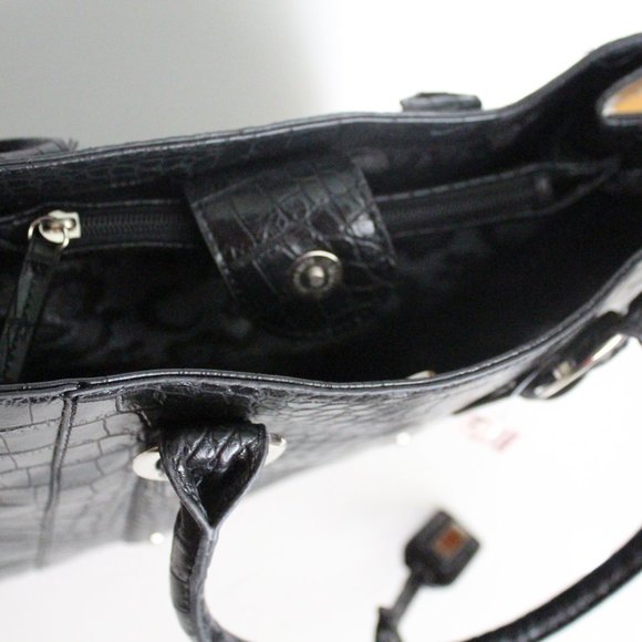 NWT Black Faux Croc Tote Bag - Picture 5 of 6